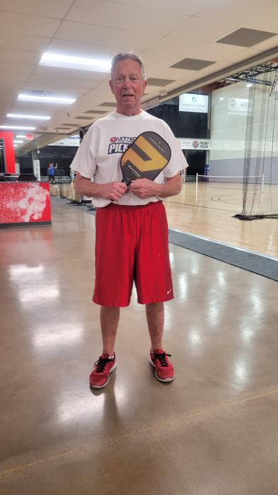Dave Layhee, of McCook Lake, played a full morning of pickleball on Jan. 27 at the United Sports Academy. 