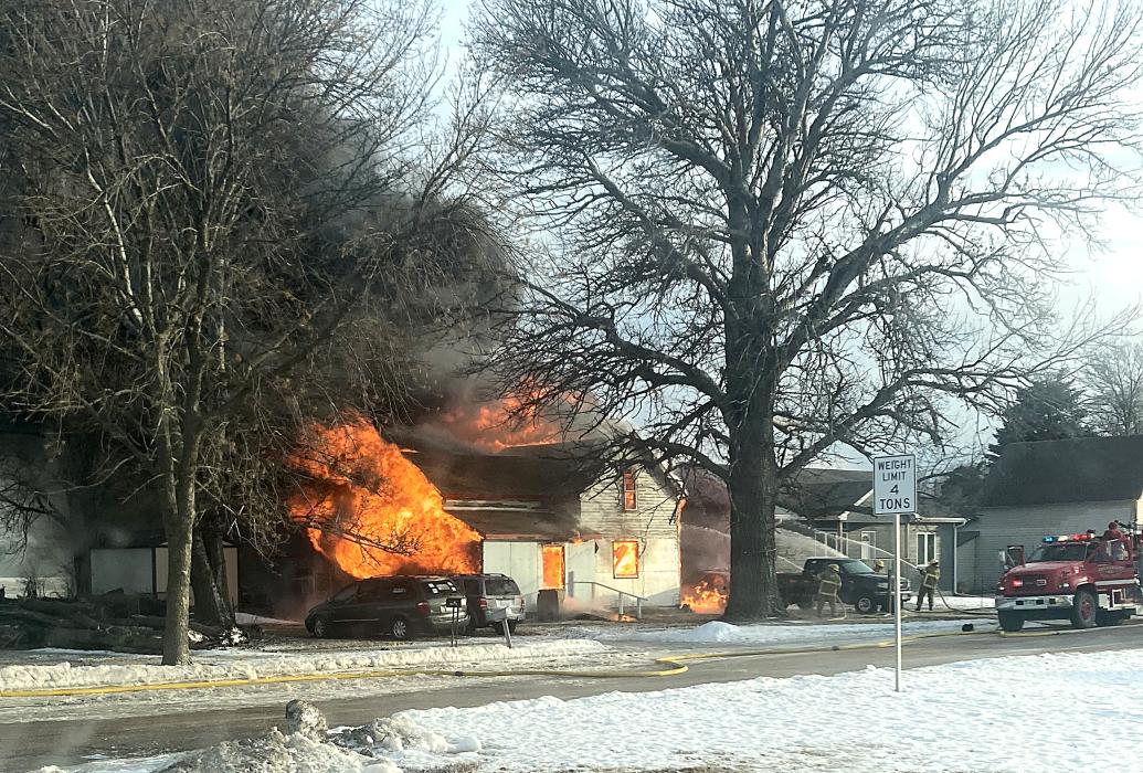 Elk Point and North Sioux City arrived on the scene to help the Jefferson Fire Department fight the fire at 210 N. Third Street. Photo by Beth Sherard-Hutcheson • times1reporter@gmail.com See the full story in the February 23 edition.