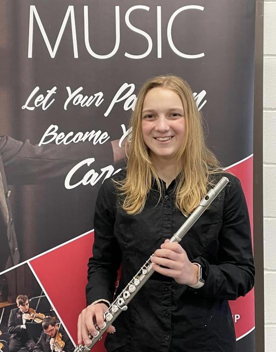 Logan Miller was selected into the 2023 South Dakota High School All State Band. She plays the flute and was one of only 18 selected from the entire state. This is her second year in All State. This event will take place in Sioux Falls on Thursday, March 23 thru Saturday, March 25. Photo courtesy of Daryl Jessen