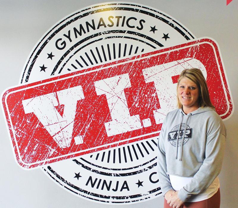 Alisha Dykstra co-owns and operates V.I.P. Gymanstics, Ninja and Cheer in North Sioux City. Photo by Beth Sherard-Hutcheso