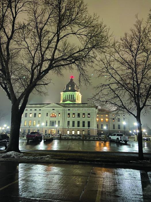 Squier captured a picture of the South Dakota State Capitol building in Pierre, SD all lit up at night. Submitted photo