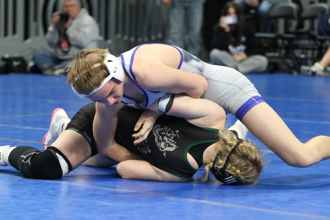 Luke Swatek wrestled in the 120 weight bracket at the State B Wrestling Tournament in Rapid City Feb. 23-25. Photo courtesy of South Dakota Public Broadcasting