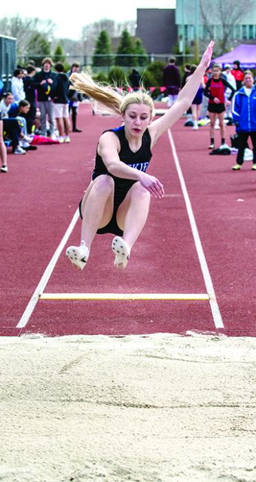 Makinley Hammitt took 6th place in the long jump at the Titan Invitational April 11. Photo by Peterman Sports Photography stevepeterman5@gmail.com