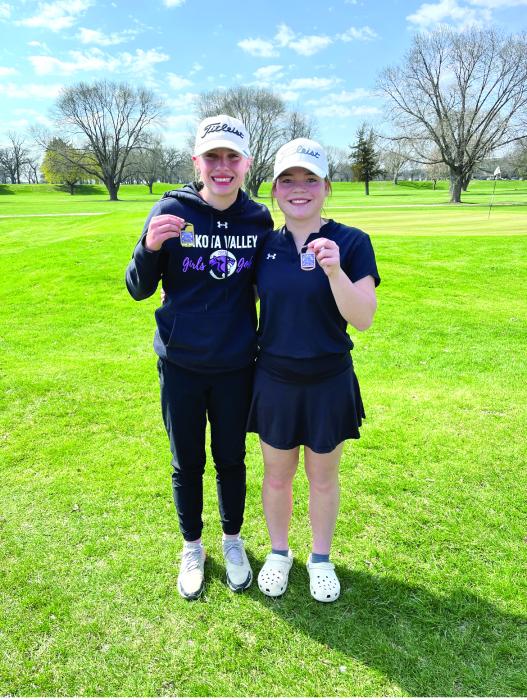 Katie Betsworth was the top individual medalist at the Dakota Valley Invite and Claire Wiebelhaus secured 15th place to be Dakota Valley medalists April 24. Submitted photo