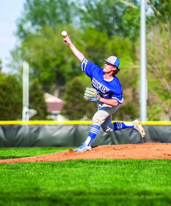 Hunter Geary pitched 6 innings against Dakota Valley May 9. Photo by Peterman Sports Photography stevepeterman5@gmail.com
