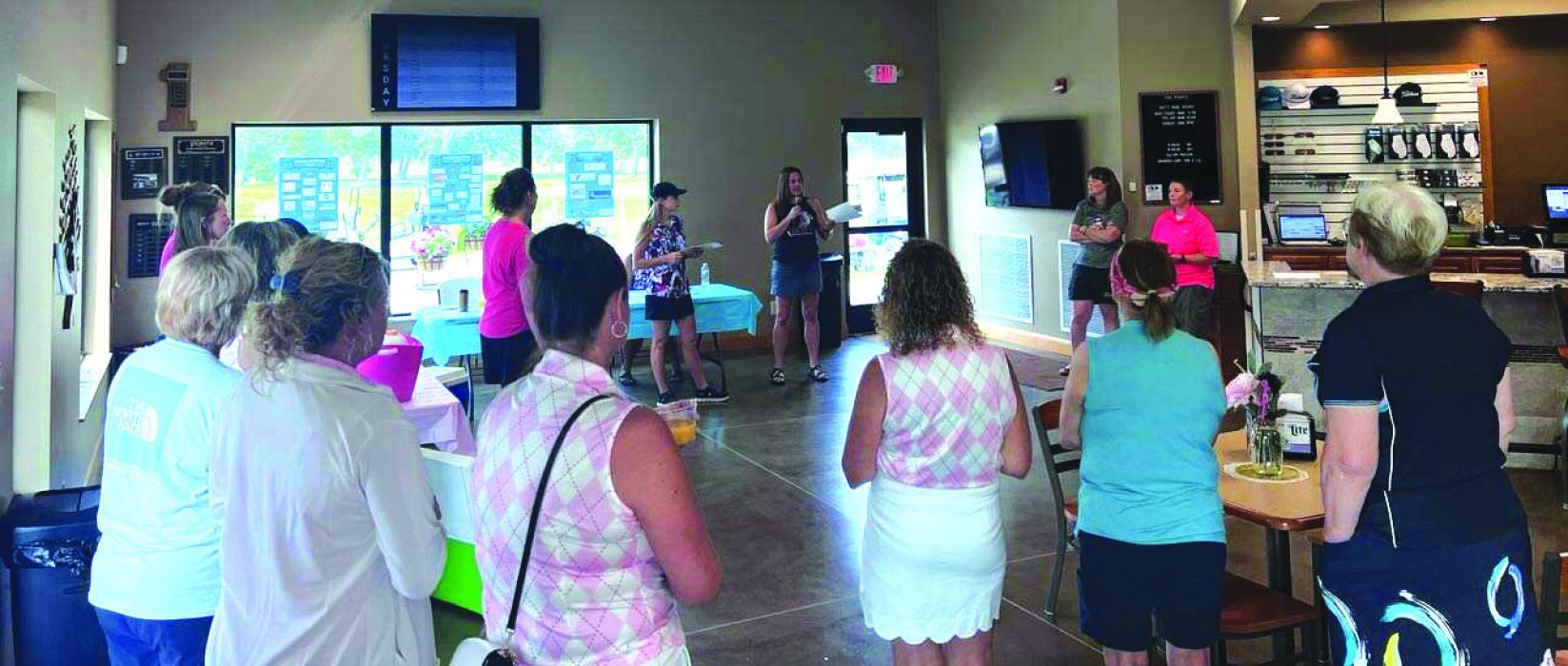 The ladies prepare for their golf outing on Friday, June 16 at the Pointe Golf & Event Center for the annual Fore the Cure.