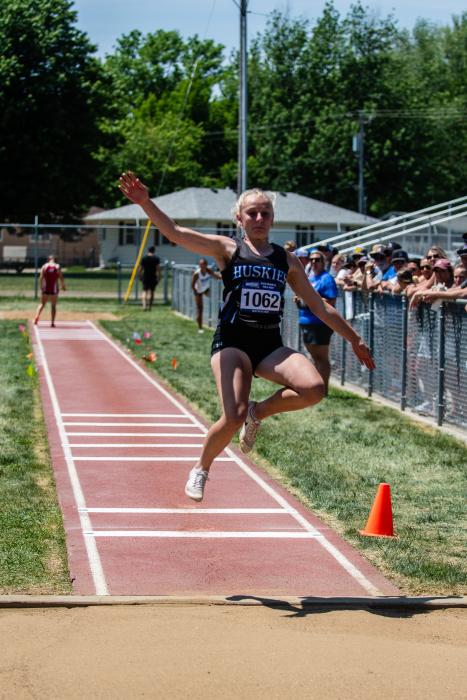 Makinley Hammitt competed in the long jump at the State A Track Meet. 