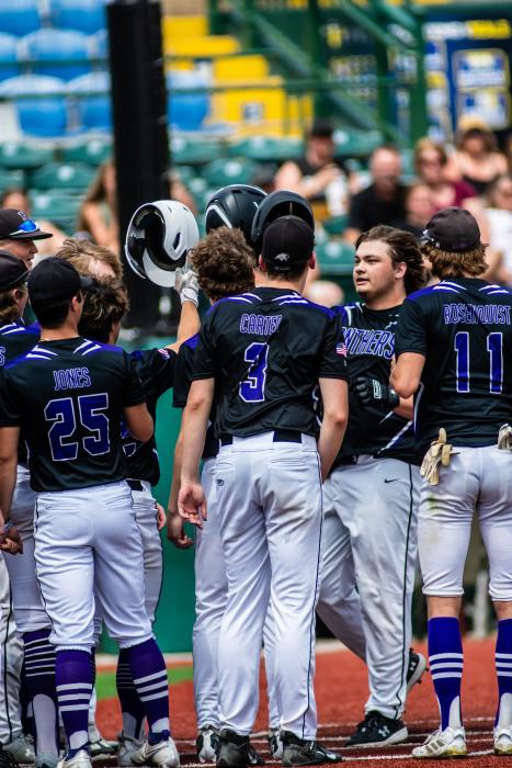 The Panthers celebrate after Jake Pruchniak hit a home run. Photo by Peterman Sports Photography • stevepeterman5@gmail.com