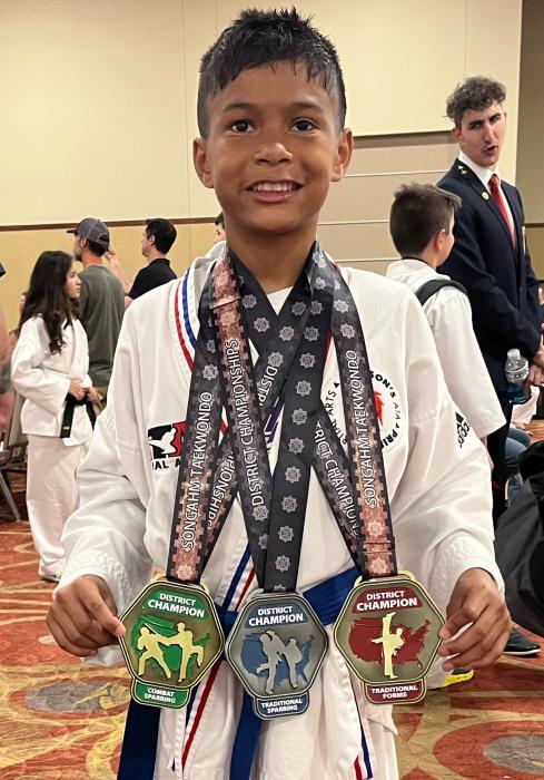 Darian Feese won three medals a the North District Championship for martial arts June 3. Submitted photo