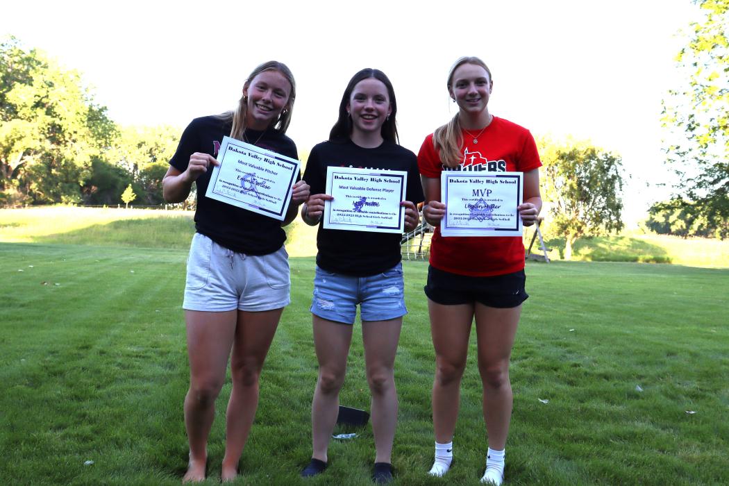 The coaches recognized a few players with individual awards and medals for the 2023 season. They were (L-R): Emma Wiese, Mia Riibe, Logan Miller and (Not Pictured) Madelyn Munch. Submitted photo