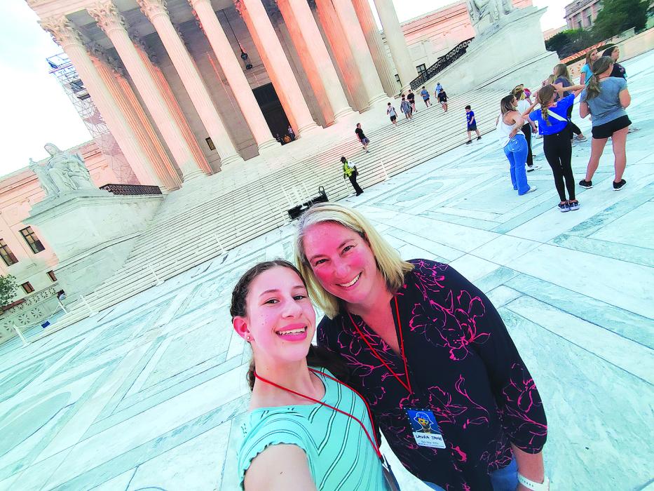 Thea Akre takes a selfie with her mom Laura in front of the Library of Congress. Photo Submitted