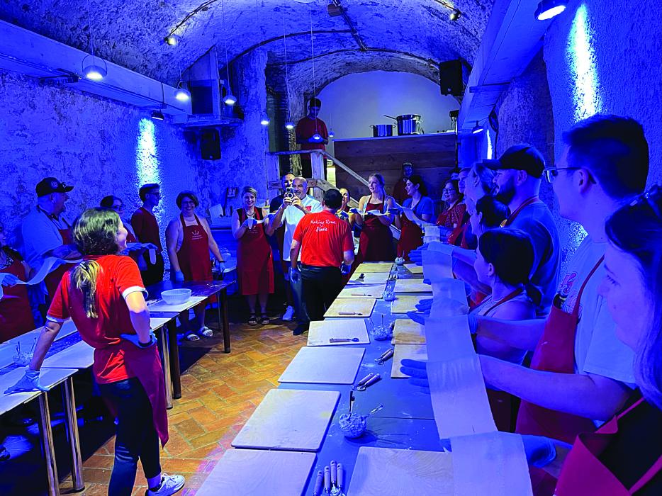 The Panther travel group learned how to make homemade pasta while in Rome. Submitted photo