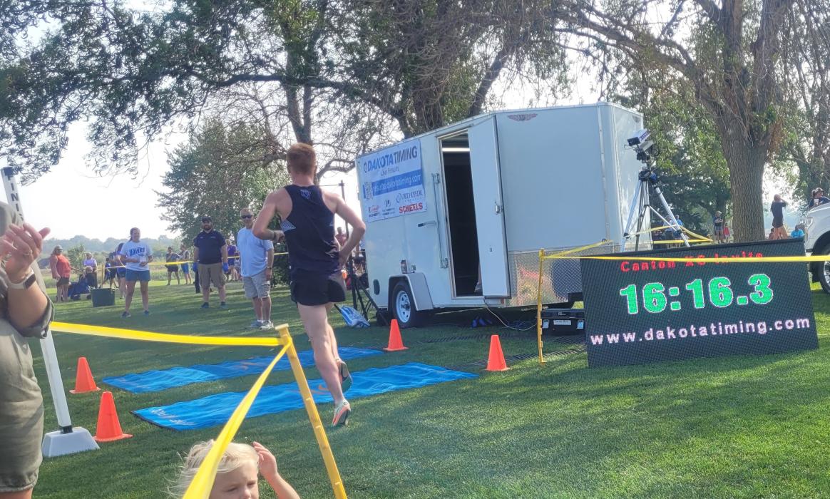 Finishing the Boys Varisty 5K first was Joe Cross with a time of 16:16.3. Photo by Kelly Riibe • times2reporter@gmail.com