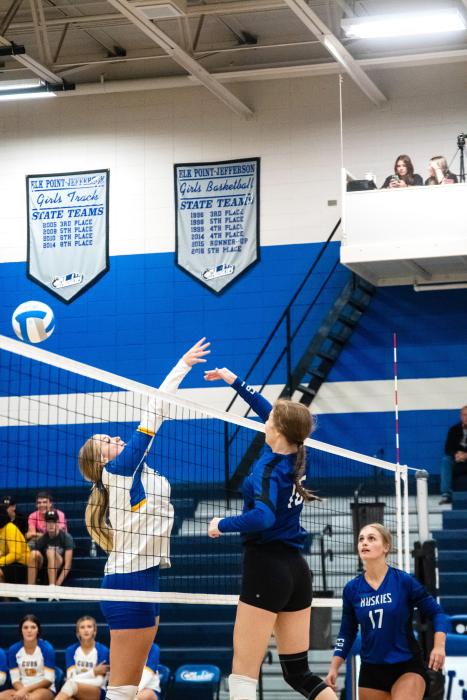 Natalie Heuertz spikes the ball. She had 8 kills against Sioux Falls Christian. Photos by Peterman Sports Photography • stevepeterman5@gmail.com