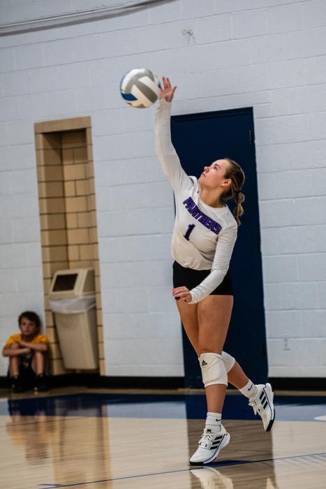 Bria Perryman serves the ball for the Panthers against Canton C-Hawks. Photo by Peterman Sports Photography stevepeterman5@gmail.com