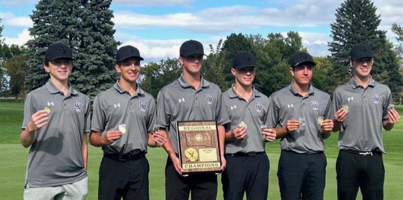DV Varsity Boys Golf placed at Regionals in Elk Point on Sept. 25. Pictured are, from left, Cash Slater, Tate Cornelsen, Dylan Lukken, Matt DeBeer, Logan Collette and Tyler Cornelsen.