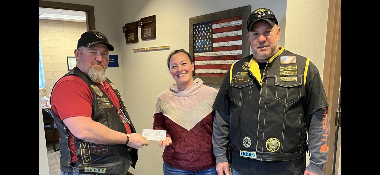 The US Veterans Motorcycle Club Elk Point donated to Elk Point-Jefferson school to help students with their past due lunch accounts. Submitted photo