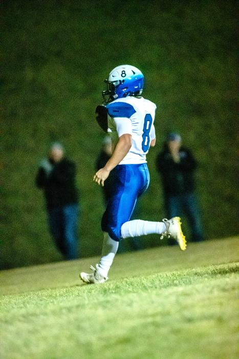 Keaton Gale runs the ball in for the first touchdown of the game against Winner Nov. 3. Photo by Peterman Sports Photography stevepeterman5@gmail.com