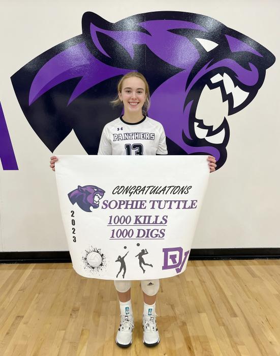 Sophie Tuttle was able to obtain a milestone in her high school volleyball career by getting 1,000 career kills and digs.  Submitted photo