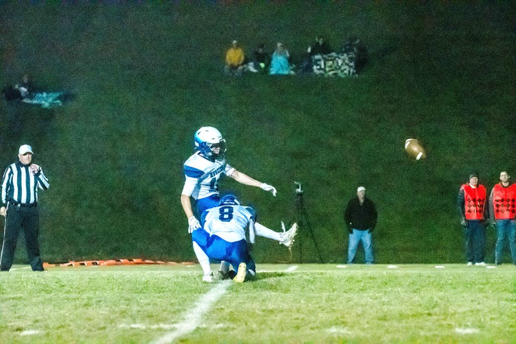 Carson Timmins kicked 3 PATs during the game against Winner to help secure the Huskies win and berth into the state championship. Photo by Peterman Sports Photography • stevepeterman5@gmail.com