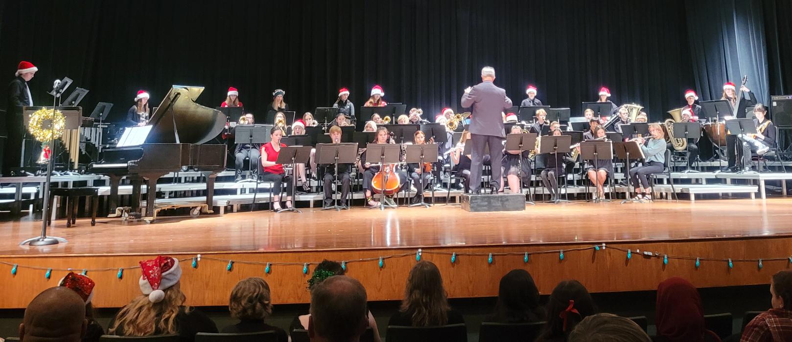 Mr. Daryl Jessen conducts the DVHS band for their holiday program on Dec. 1. Submitted photo