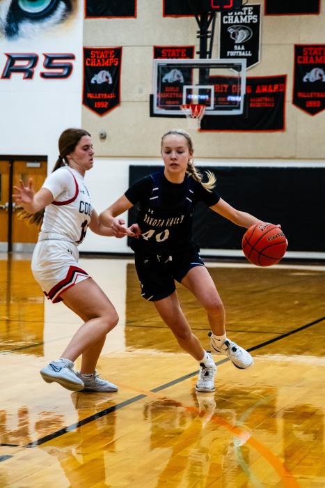 Ella Otten, showed here against Viborg-Hurley, has been a leading scorer for the Panthers. She made 13 points against West Central, 19 points against Tri-Valley and 28 points against Andes Central/Dakota Christian. Photo by Peterman Sports Photography stevepeterman5@gmail.com