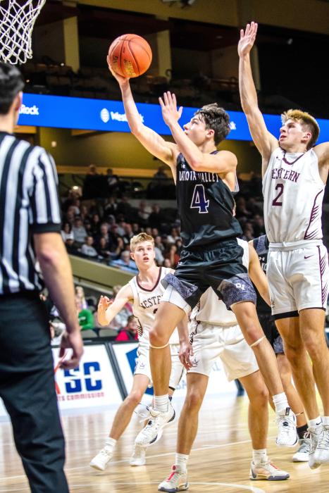 Luke Bruns flies to the basket to score points against Western Christian Dec. 16. Against Lakota Tech on Dec. 22, Bruns scored 32 points. Photo by Peterman Sports Photography stevepeterman5@gmail.com