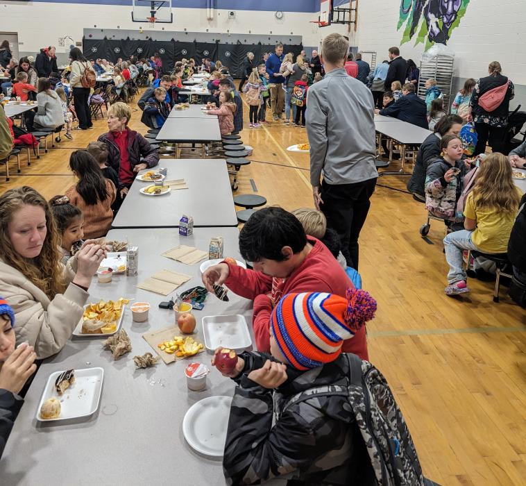 It was a full house in the DVES gym for “Donuts with Grown-ups” on Thursday, March 7. Photos by Kelly Riibe • times2reporter@gmail.com