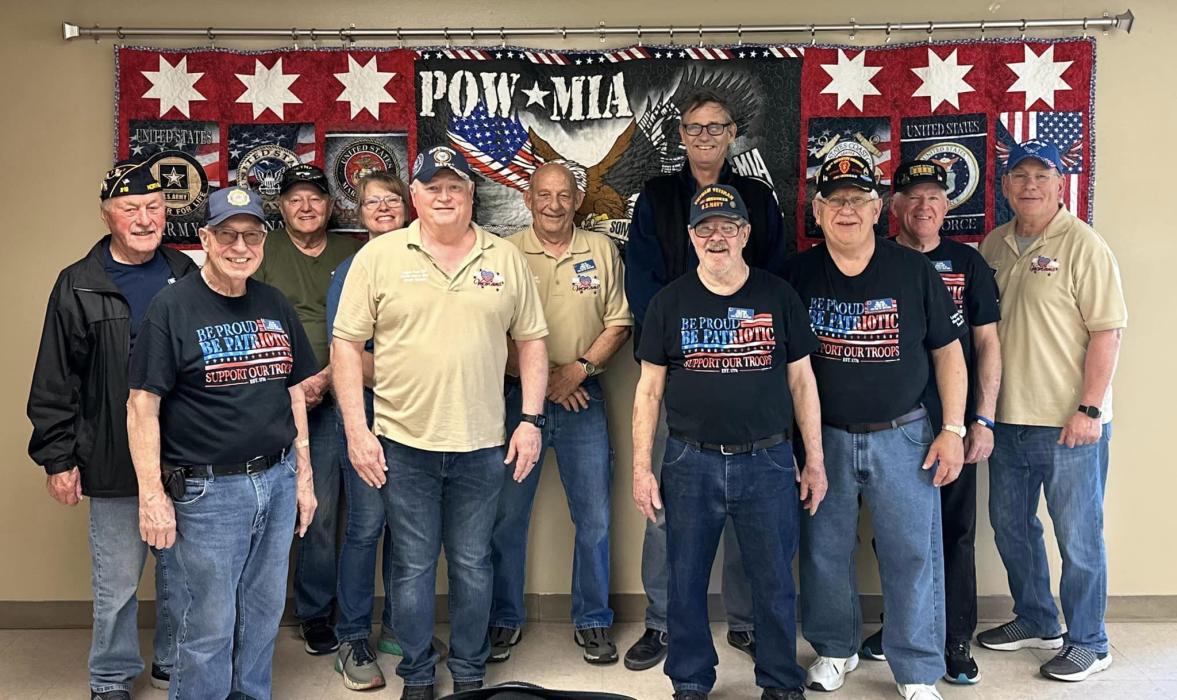 Two Rivers American Legion Post 319 held their last Pancake Breakfast of the season on April 14. Members of the Two Rivers American Legion Post 319 who helped serve the breakfast were, from left, Bob Ballard, Dave Young, Jim Nolen, Lisa Schenzel, Tim Waugh, Terry Colt, Gene Christensen Jr., Larry MsCaslen, Doug Jansen, Tim Jacobs and Jay Schenzel. 