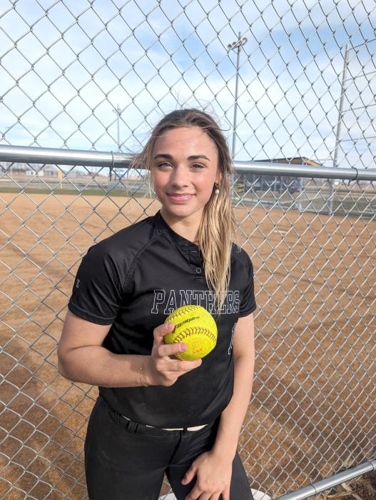 Silja Gunderson hit a home run at her first plate appearance in the DV softball game versus Beresford on April 5. Photo by Kelly Riibe • times2reporter@gmail.com