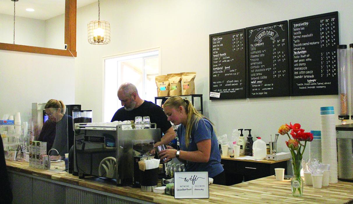 Union Bean, the coffee shop in Elk Point had their Grand Opening on May 1. Those behind the counter are Owners Karissa and Matt Munce and employee Molli Harkin. They served over 100 customers throughout the day. They are located at 101 W. Main Street in Elk Point. Photo by Beth Hutcheson • times1reporter@gmail.com