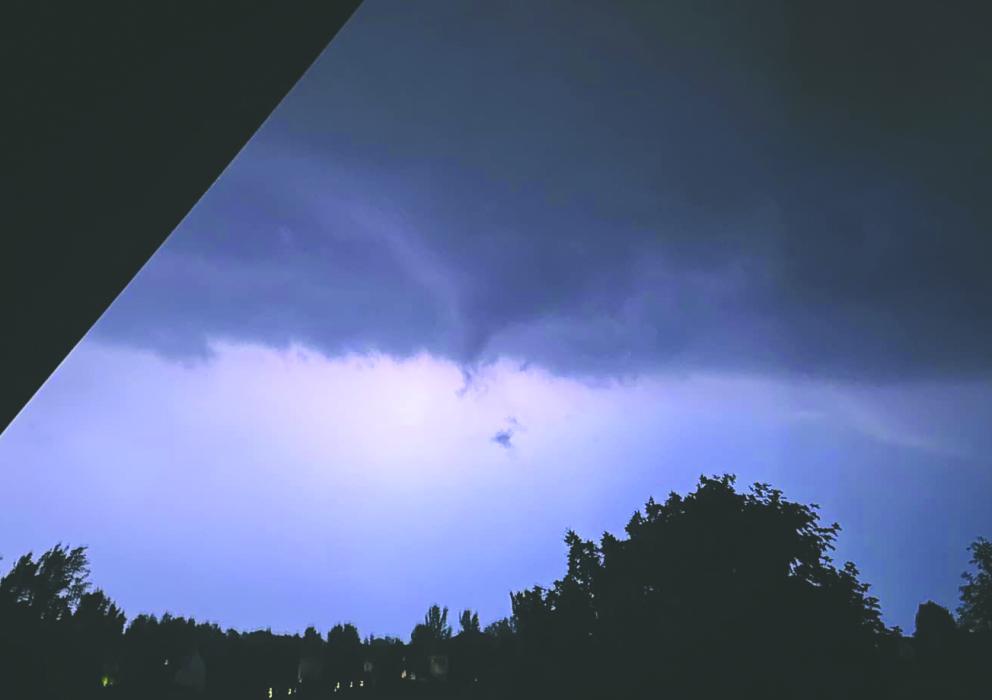 A funnel cloud formed over Elk Point. Submitted photo by Braden Evans