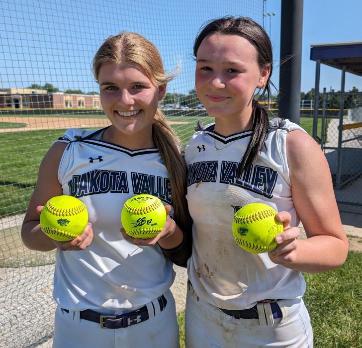 There were three homeruns by the Panthers on Saturday, May 18. Brennan Trotter (left) hit two of them and Madie Munch (right) put one over the fence. Photo by Kelly Riibe • times2reporter@gmail.com