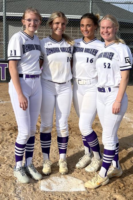 It was senior night for Panther softball on Tuesday, May 7 as the team took on Lennox and grabbed a victory while also honoring their four senior players. From left Maddie Bell, Avry Trotter, Silja Gunderson, and Ashlynn Stusse. Submitted photo