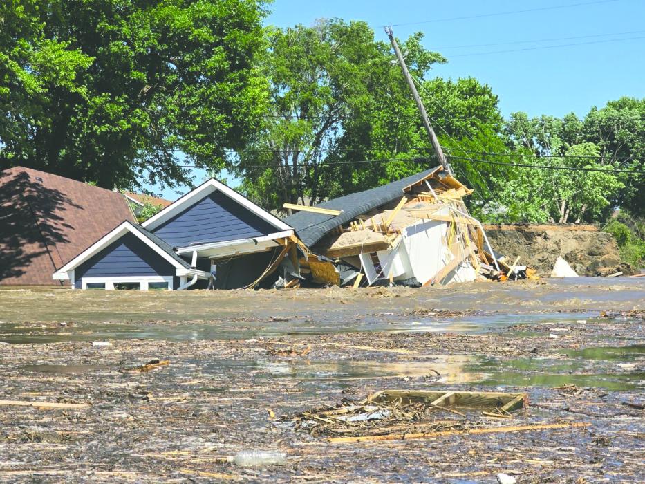 A June 24, 2024, view of a home destroyed by flooding the previous night at McCook Lake in southeast South Dakota.  Photo courtesy of Dirk Lohry