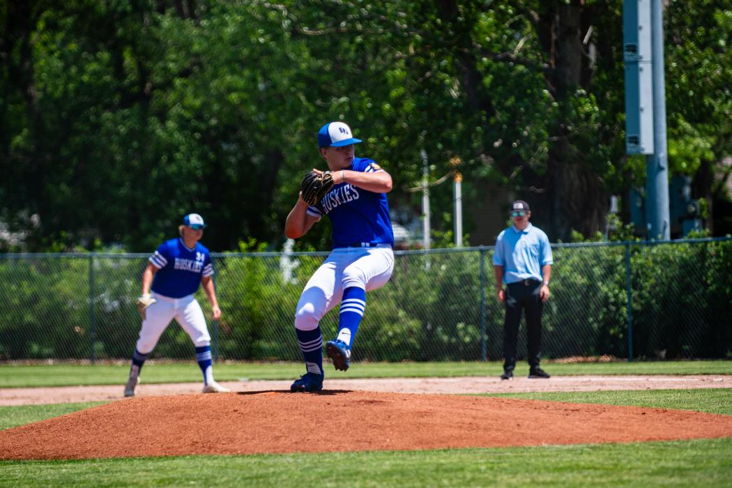 Wyatt Herrity on the mound for the Huskies, against Fargo Post 2, June 16, 2024. Photo by Peterman Sports Photography • stevepeterman5@gmail.com