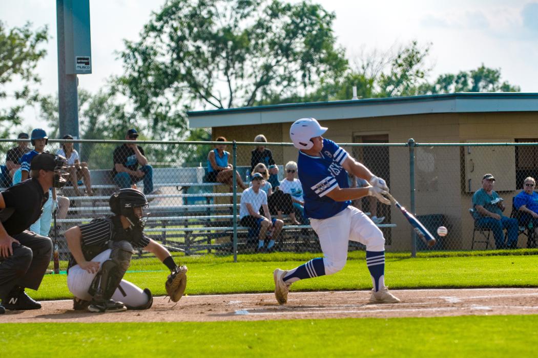 Ty Trometer takes a swing in the game versus the Dakota Valley Panthers July 8th, 2024. Photos by Peterman Sports Photography • stevepeterman5@gmail.com