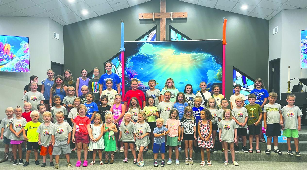 Elk Point United Parish held a Scuba Diving into Friendship with God VBS over four Sunday evenings in July and August. The kids went on an adventure under the sea, learning about diving into a relationship with Jesus. They enjoyed celebrating Jesus in song, playing games, and doing crafts. They also learned scripture. The generous kids and families donated over 250 items to the food pantry.