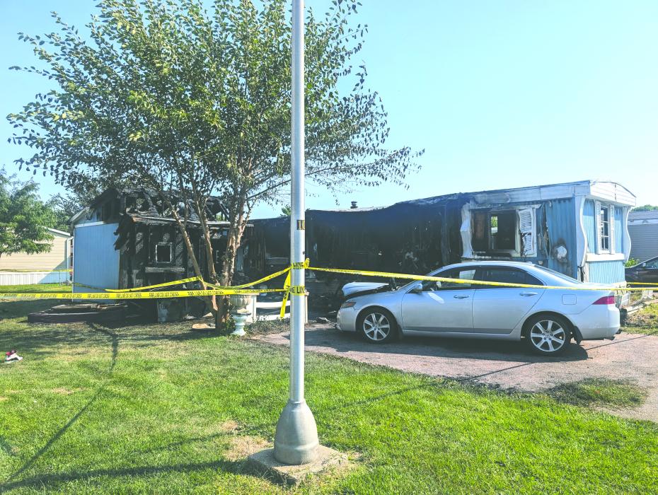 A fire broke out at 36 Cotts Drive in North Sioux City on Tuesday, September 10, 2024. It occured at the McCook Mobile Estates. Fire damage was observed to the property and the vehicle parked in the lot. This photo was taken on Wednesday, September 11th. Photo by Kelly Riibe • times2reporter@gmail.com