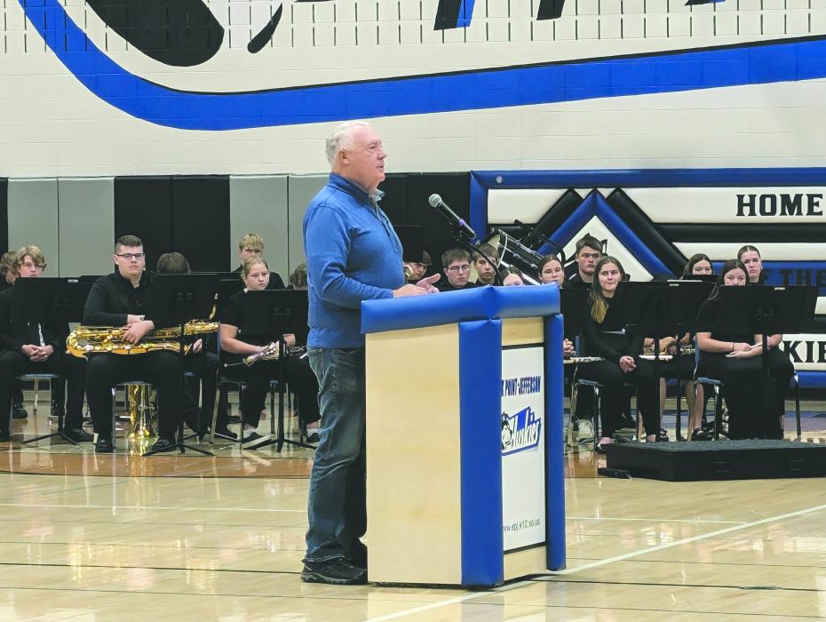 Joe Trudeau, a local veteran, was the guest speaker for Elk Point-Jefferson’s Veterans Day Program. Photos by Kelly Riibe • times2reporter@gmail.com