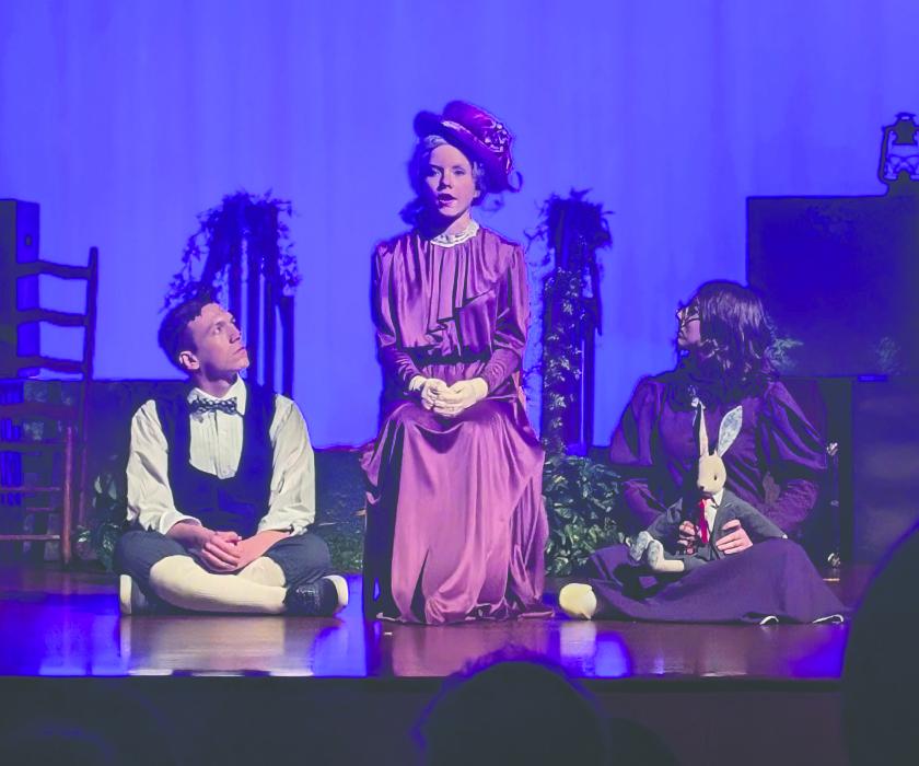 The Dakota Valley Theatre department presented 'The Miraculous Journey of Edward Tulane' on November 15-16, 2024.From left: Aiden Keenan, Mia Riibe, and Mia Olivia. Photo by Kelly Riibe • times2reporter@gmail.com