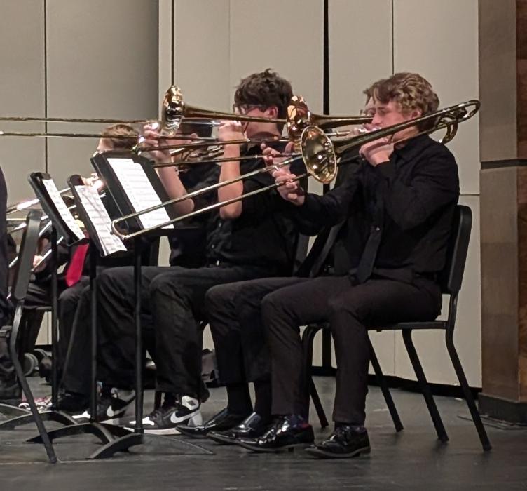 EPJ’s Carter Langle can be seen on the end playing the trombone during Region 1 Honor Band in Canton, SD. Photo by Kelly Riibe • times2reporter@gmail.com