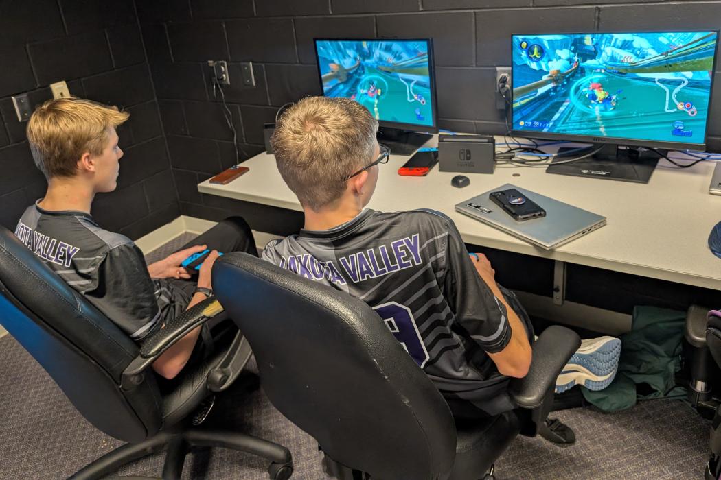 Panther juniors Owen Norby and Nate Rathgeber faced opponents in Mario Kart on Monday, December 16, 2024.