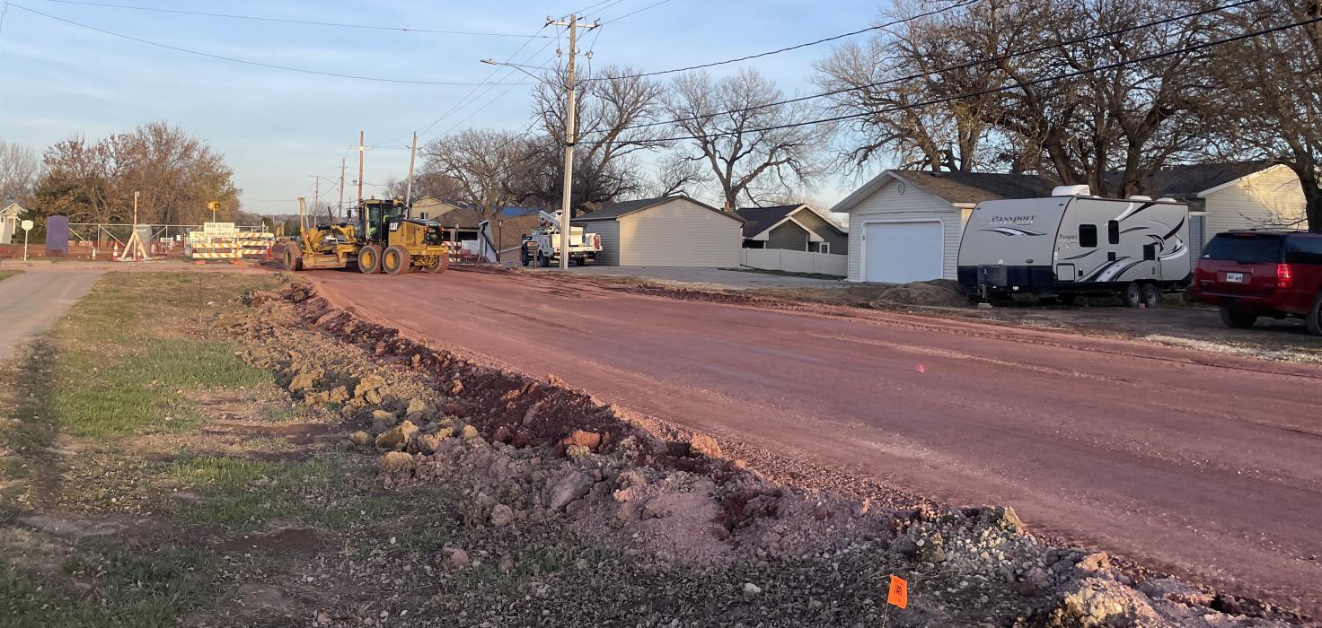 Crews were working on portions of Northshore Drive during mid-November, and crushed red rock was put down on the roadway near the DV Elementary school out towards the interstate. Photo by Kelly Riibe • times2reporter@gmail.com
