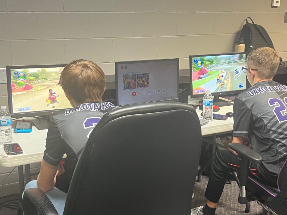 Owen Norby and Nathan Rathgeber, both DV juniors, were victorious in their Mario Kart matches for week #6 of high school esports in South Dakota. Submitted photo