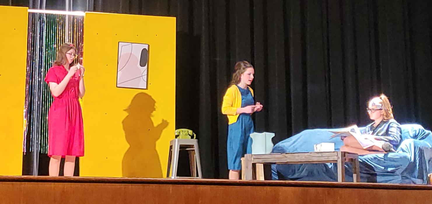 The 2025 Panther One-Act play was performed at the Performing Arts Center on January 24-25, 2025, from left: Mia Oliva, Mia Riibe, and Bella Monical. Photos by Kelly Riibe times2reporter@gmail.com