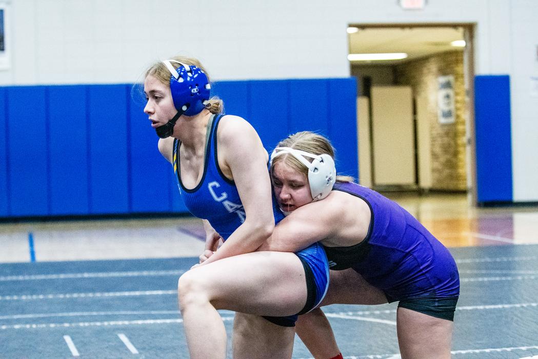 Panther freshman McKenzie Scott wrestled hard versus Erin Legg of Canton on Saturday, January 25, 2025.
