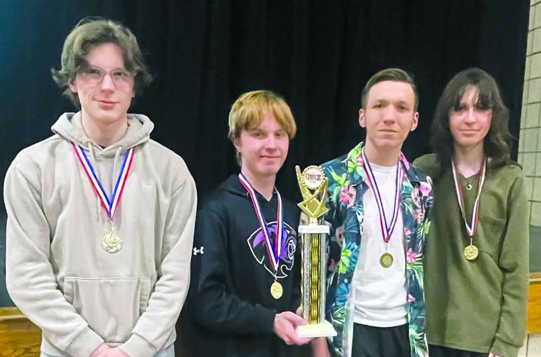 The Panthers had a quiz bowl team claim 1st place on January 27, 2025 at the Quarrier contest in Dell Rapids, from left: Owen Oberg, Brendan Lindsey, Aiden Keenan, and Joey Furlong. Submitted photo