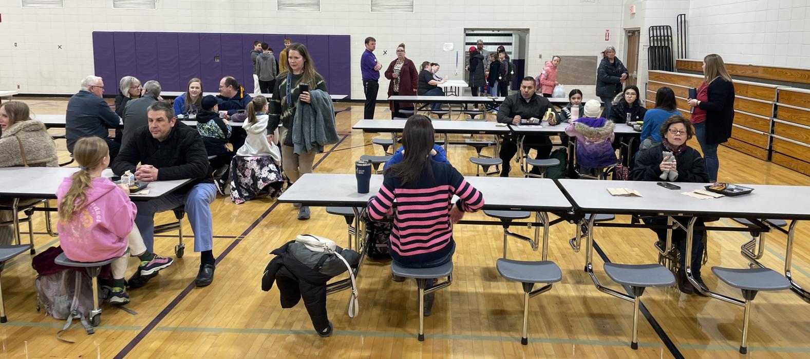 Dakota Valley recently hosted mornings of “Donuts with Grown-Ups” for Panther students in the elementary school as well as the upper elementary. Fourth and fifth graders were able to have breakfast with an adult, in the middle school gym, on Thursday, March 6, 2025. Submitted photo