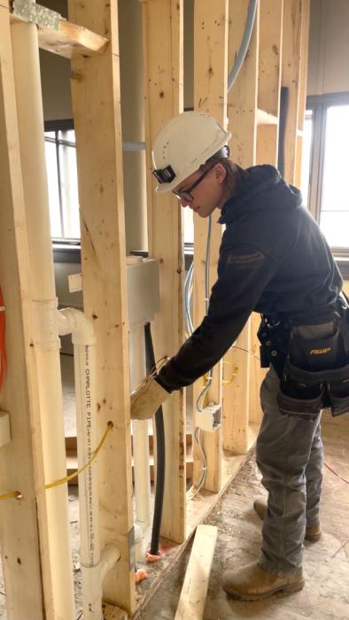 Carter Magstadt, an EPJ student, is interning at Lewis Electric which is a local business based in North Sioux City. Submitted photo